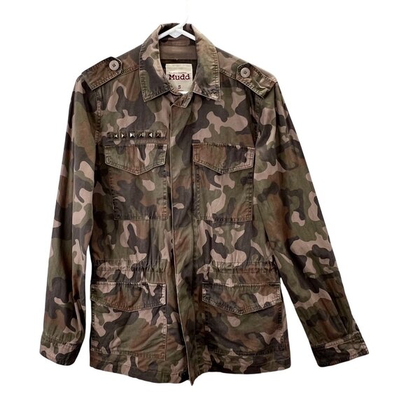 Mudd Camouflage Camo Jacket S Zip Front Pockets Military Style - Picture 1 of 5